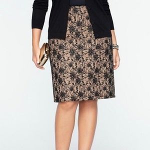 Talbots Lined Black Lace Pencil Skirt